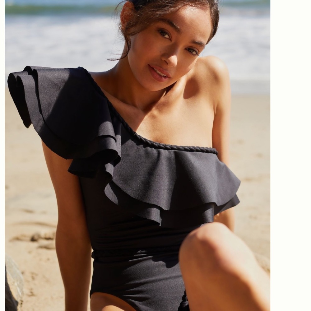 NWT Anthropologie Boamar Ginger Ruffled One Piece Swimsuit SMALL